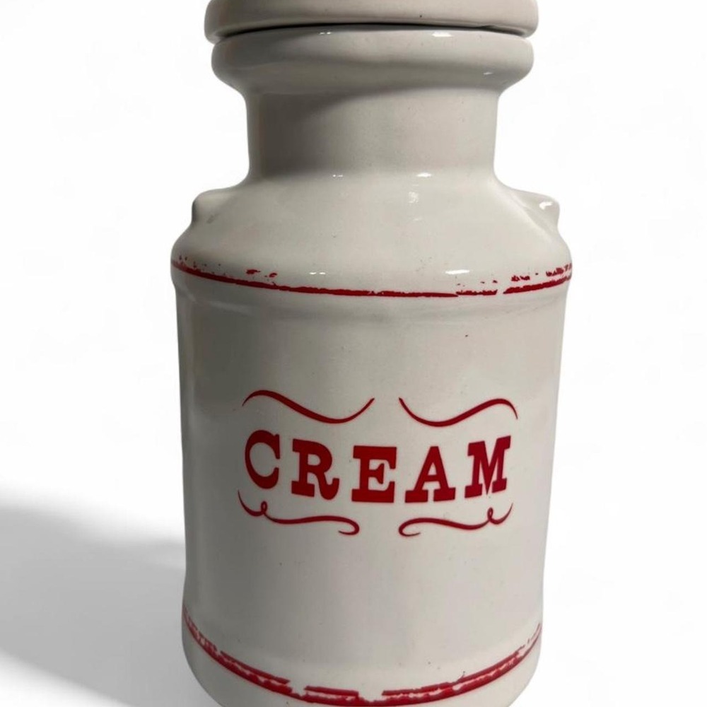 Vintage House of Webster Ceramic Cream Jar Canister w/ Lid Kitchen Storage VTG